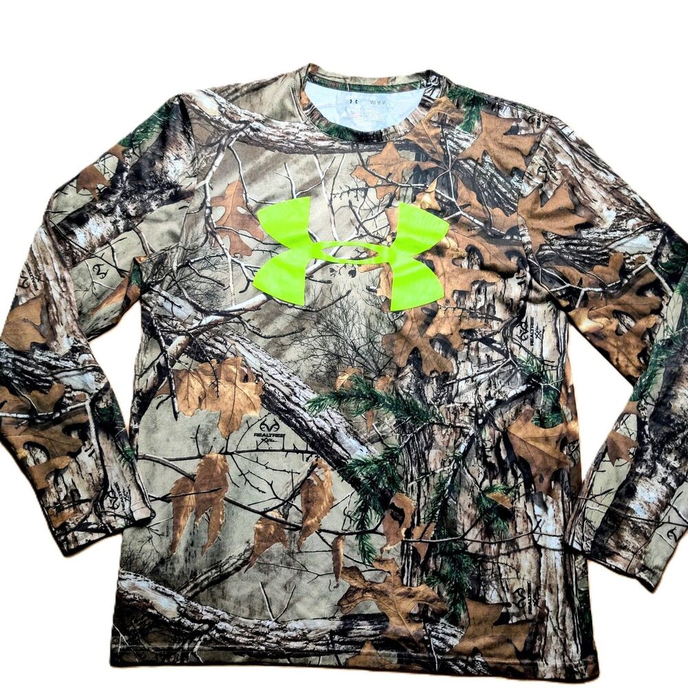 Under Armour HeatGear Realtree Camo Long Sleeve Shirt MD Loose Hunting